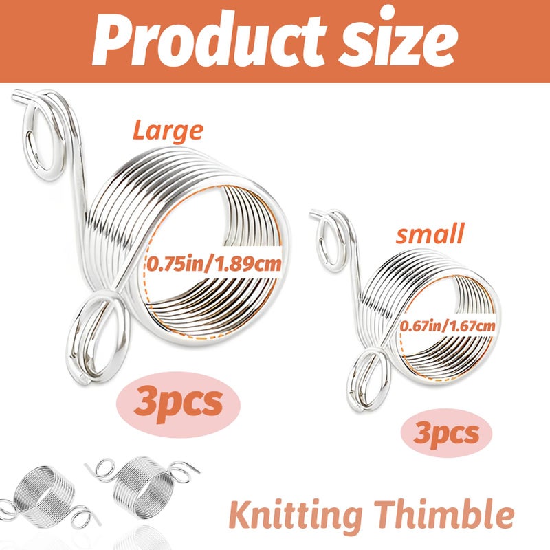 VinBee 6 Pack Knitting Crochet Loop Ring for Fingers 2 Size Crochet Ring Guide Finger Holder Knitting Thimble for Crochet Knitting Crafts Accessories Tool - Image 2